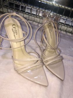 Strapped nude heels