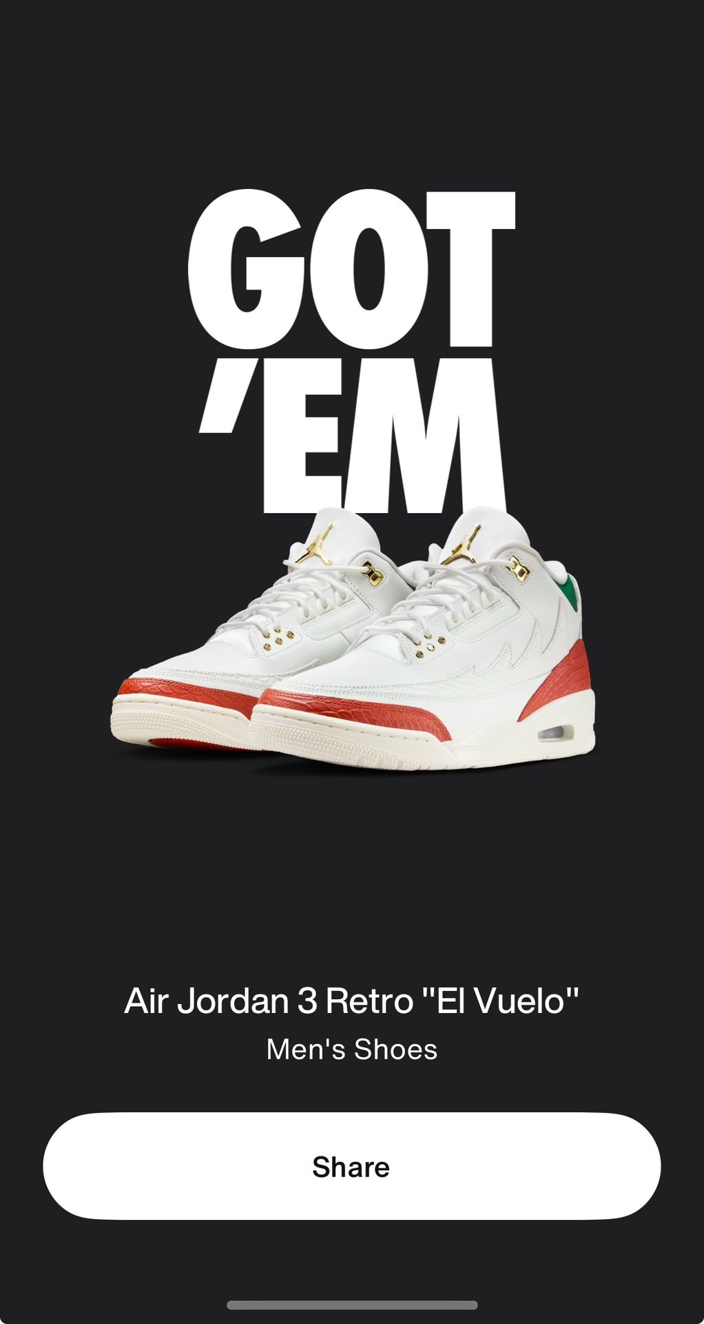 Nike Air Jordan 3 Retro El Vuelo Summit White Men’s Size 12 (SKU: IO1752-100)