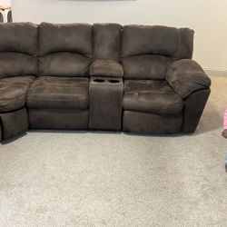 Large 2 Piece Brown Sectional Couch For Sale 