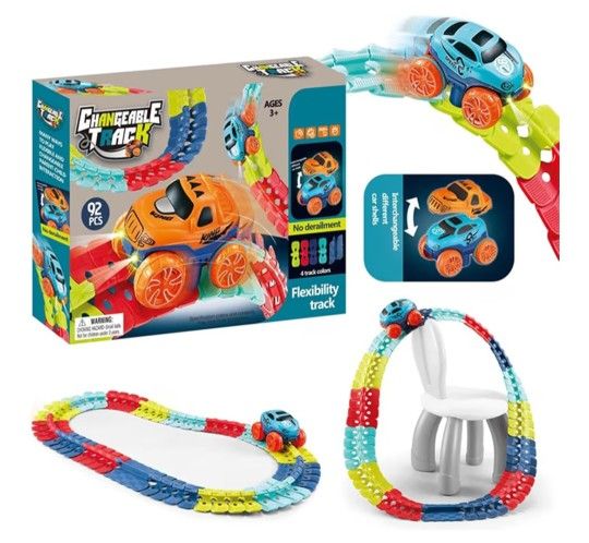 Leno Changeable Track With LED Light-UP Race Car