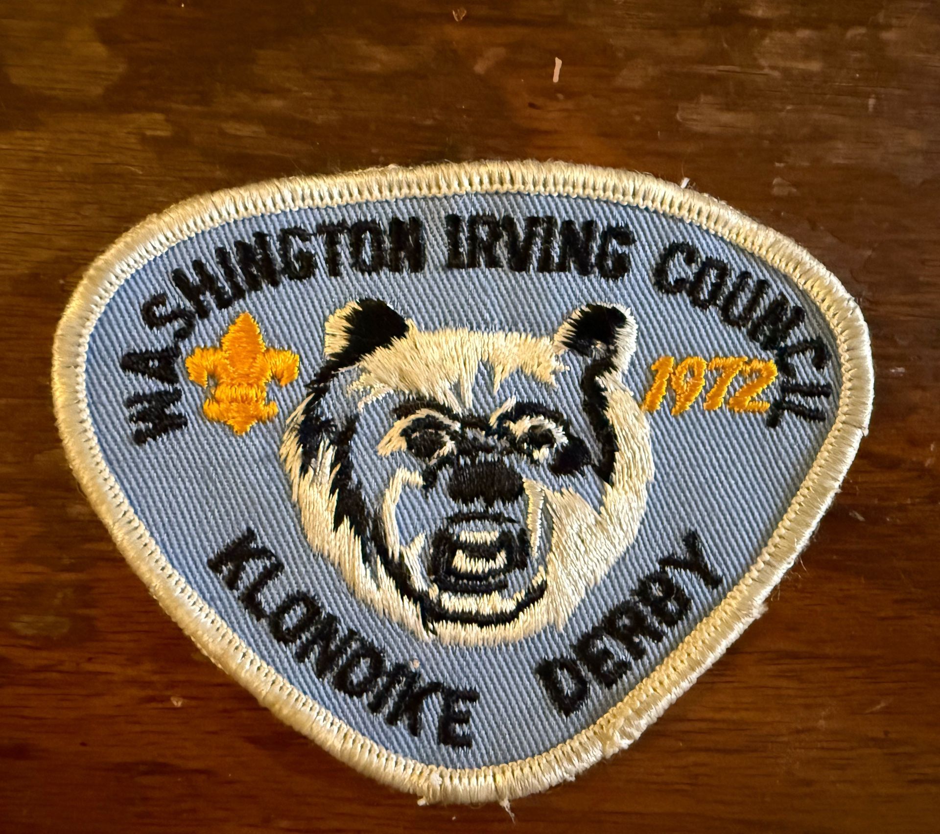 Vintage BOY SCOUT PATCH - 1972 KLONDIKE DERBY - Washington Irvings Council - BEAR
