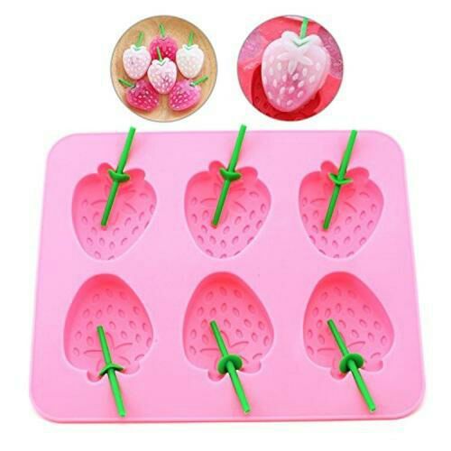 2 Strawberry Silicone Ice Molds