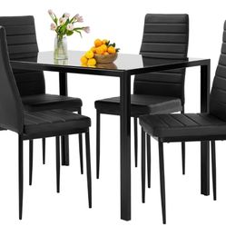 Dining Table Set Glass Dining Room Table Set for Small Spaces Kitchen Table and Chairs for 4 Table 
