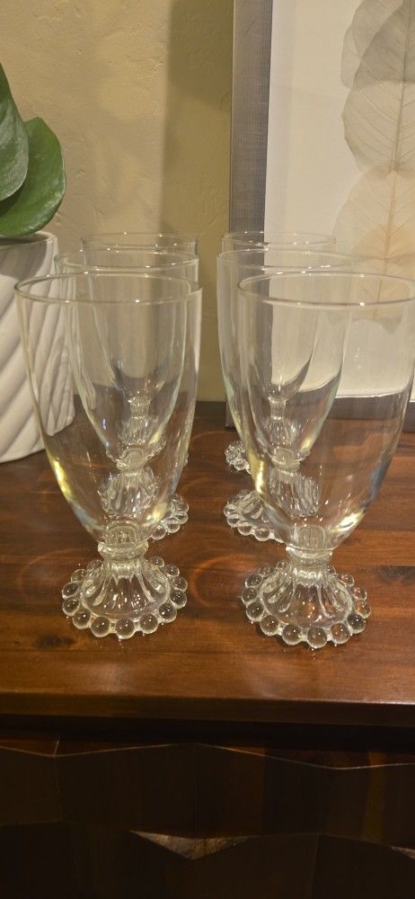 Set of 6 Vintage Anchor Hocking Boopie Glass Water Goblets – Mid Century 1940s-60s, Bubble Foot
