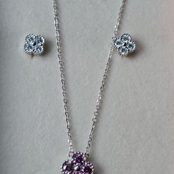 VVS1D Moissanite Clover Earings And Necklace 
