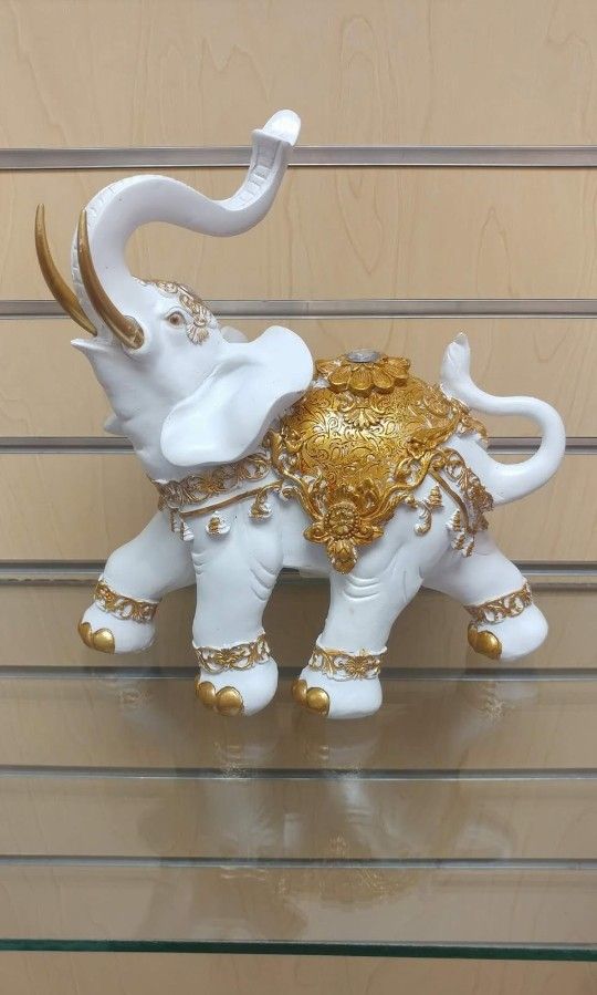Lucky Elephant Figurine - $24.99 white & gold ( NEW ) resin