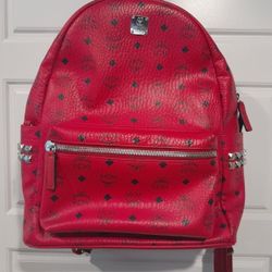 Red Stark Side Studs MCM Backpack