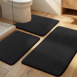3 Piece Extra Soft Absorbent Chenille Bath Mats