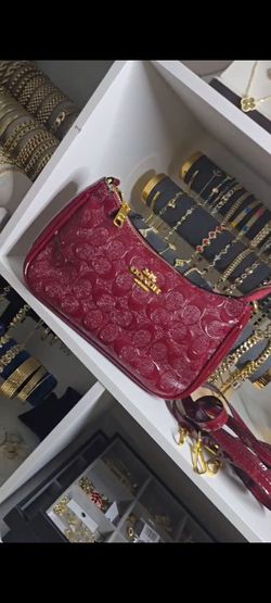 Coach Red Patent Leather Signature Wristlet