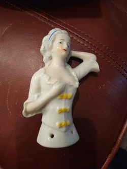 Vintage Fine Porcelain Half Doll Pin cushion German Carl Schneider?8030
