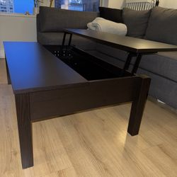 Adjustable coffee table with storage 