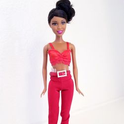 Fashion Barbie Doll with Custom Selena Red Outfit