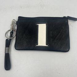 NEW  Rolfs Essentials Initial Key Coin Wristlet Purse black Leather NWT