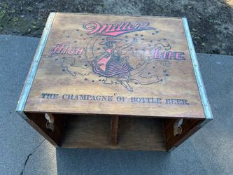 Vintage Miller High Life Girl in The Moon Wooden Crate