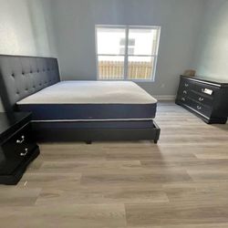 BRAND NEW BLACK KING SIZE BEDROOM SET $875 WITH MATTRESS/ BOX SPRINGS & DELIVERY! QUEEN $825! 