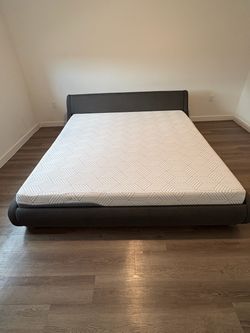 King Size Modern Upholstered Bed Frame + Mattress