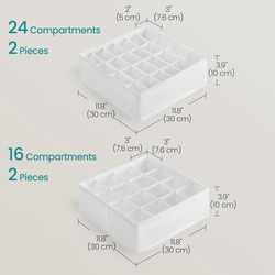 SONGMICS Drawer Closet Organizers Storing Socks Ties Belts Set of 4 - White