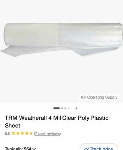 TRM Manufacturing 410C is a 4 Mil thick clear polyethylene plastic sheeting 10 feet wide by 100