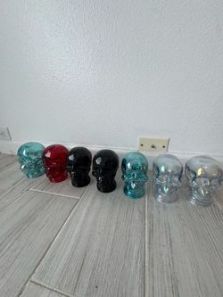 Glass skull head vases