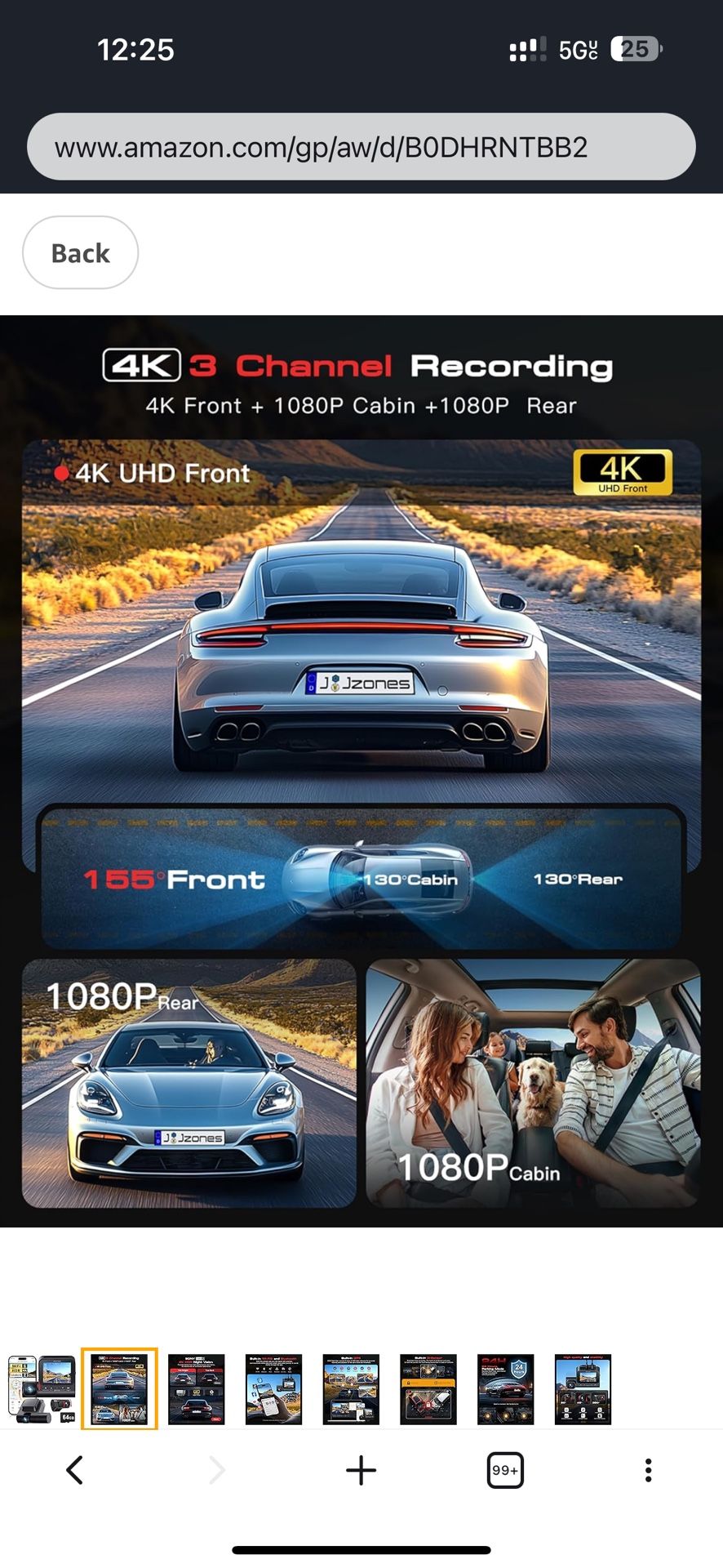 3 Channel 4K Dash Cam, Dash Camera for Cars with STARVIS 2 HDR Night Vision, 4K+1080P+1080P Front Inside and Rear Triple Car Camera, GPS, 24H Parking