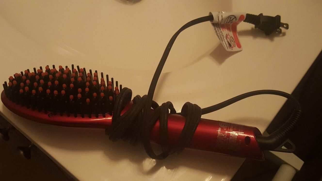 Hair brush straightener