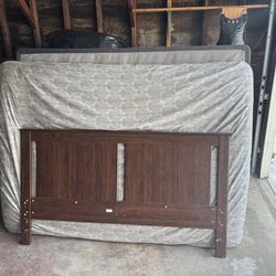 Full/Queen Bed Set – Mattress + Box Spring + Frame + Headboard – Clean – $100