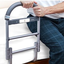 Bed Rails for Elderly Adults Safety - with Motion Light & Non-Slip Handle - Bed Railings for Seniors & Surgery Patients - The Cane Fits Any Bed & Make