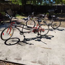 Tandem 2 Seater Bikes À Northwoods And A Shimano Both With Baskets 
