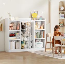 2-in-1 Toy & Stuffed Animal Organizer, Kids 6-Cube Storage Shelf.