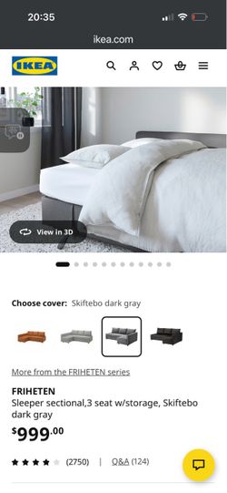 IKEA FRIHETEN Sleeper Sectional + Storage – LIKE NEW – $650 OBO