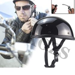 AHR Run-C Half Face Helmet DOT Approved Bike Cruiser Chopper High Gloss Black SIZE- M
