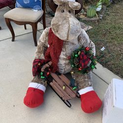 New 38 Inches Tall Inflatable Fur Covered Moose That Lights Up & Plays Music