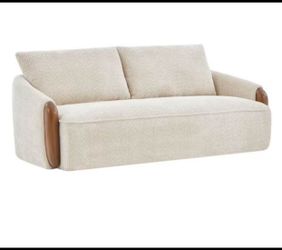 CHRISTOPHER KNIGHT HOME Ram 75 in. W Rectangle Round Arm Fabric Upholstered Sofa in Sesame, Solid Wood Frame Couch