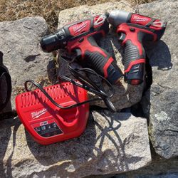 M12 Impact And Drill With Batteries, Charger, And Bag