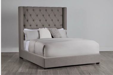 Gray Tufted Upholstered Queen Bed