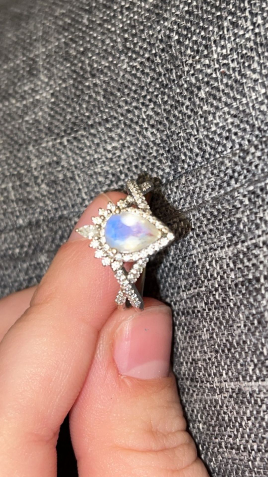 Dimond And Moon Stone Engagement Ring