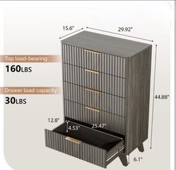 Fluted Tall 5 Drawer Dresser