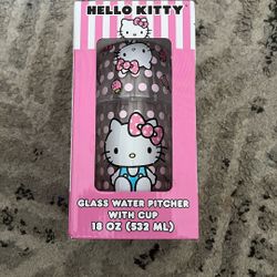 Hello Kitty Glass water, pitcher, and cup
