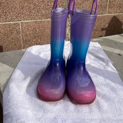 Pink And Purple Size 1 Girl Rain Boots 
