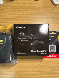 Canon G7x Mark III (BRAND NEW IN BOX) + Case + SD card.