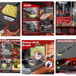 Grill Brush for Outdoor Grill - Bristle Free Grill Cleaner Brush, Steam BBQ Grill Brush with Durable Scraper for Cast Iron or Stainless-Steel Grates, 