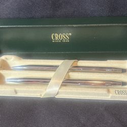 Cross Chrome Pen and Pencil Set.