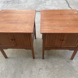Wooden End Tables (Pair) With Storage