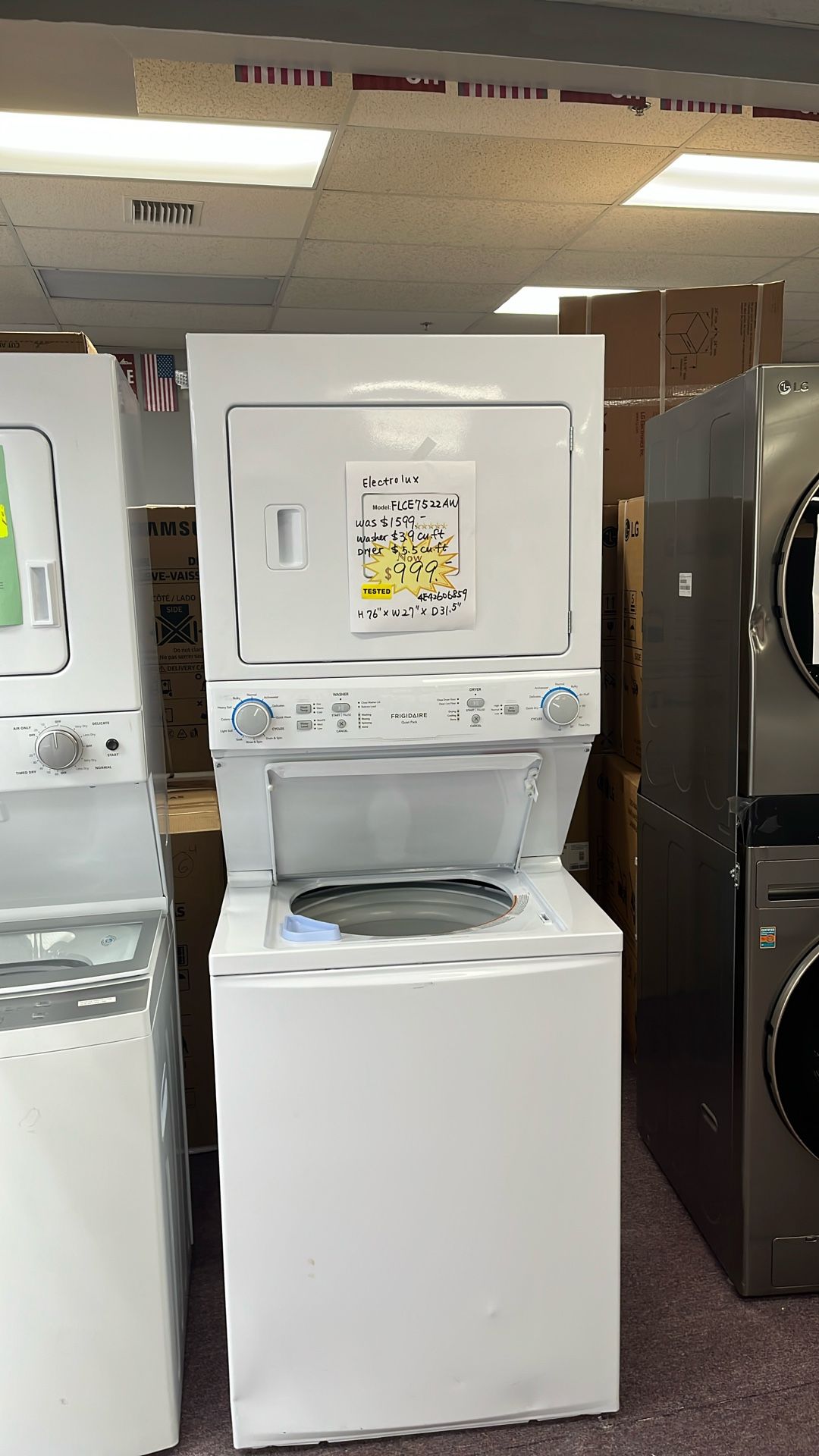Stackable Washer And Dryer 27” In New Open Box Scratch And Dents