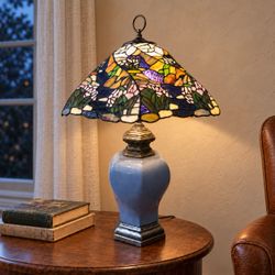 extra large tiffany-style stained glass lamp – 33” tall, gorgeous design