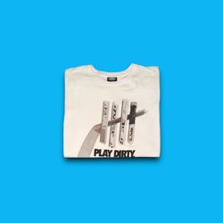 Undefeated play dirty hockey stick official product t-shirt white mens large