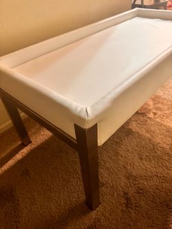 White Vinyl Modern Bench - Marriott Hotel Furniture - Entryway / Dining Bench