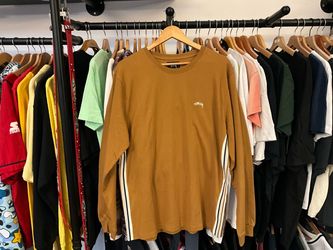 Stüssy Long Sleeve Racer Jersey Tee Brown Mustard Size Large