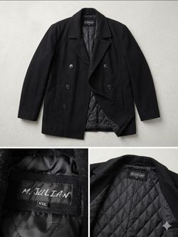 M. Julian Heavy Wool Double-Breasted Pea Coat - XXL - Classic Black
