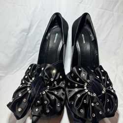 BALENCIAGA Velvet Crystal Bow heels 38+